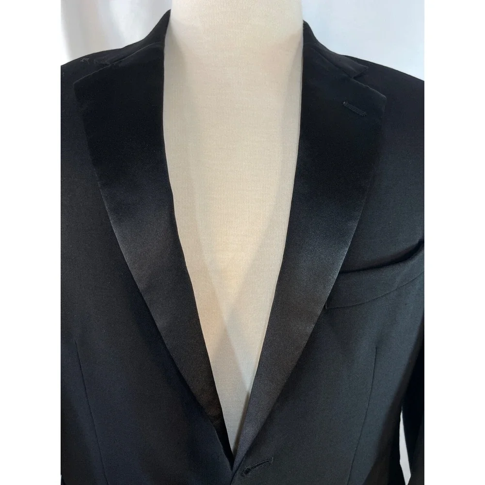 Tux Pronto Uomo Tuxedo 40 Short  Jacket Prom Formal Wedding Black Wool Blend